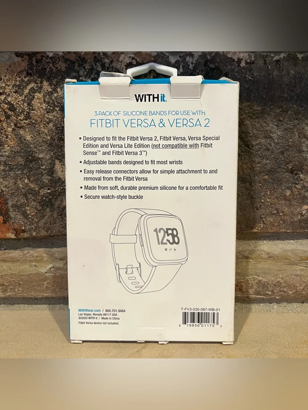 Fitbit Versa or Versa 2 Compatible 3-Pack Silicone Watch Bands from WithIt